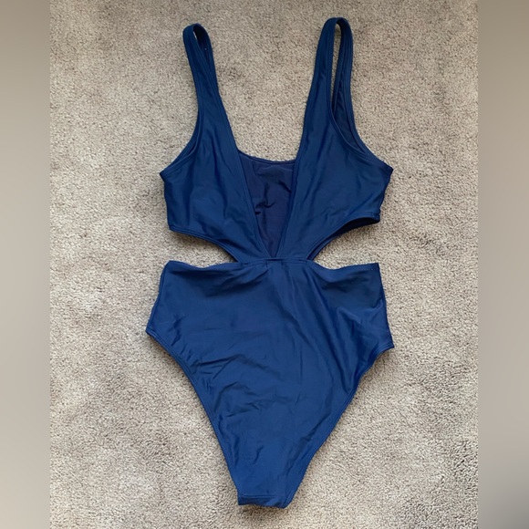 Aerie Blue One-Piece Swimsuit with Asymmetrical Cut-Outs - Picture 2 of 2
